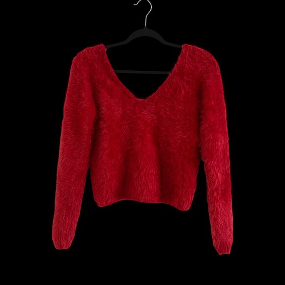 Marciano Red Eyelash Knit V-Neck Sweater – Size XS - Picture 2 of 3